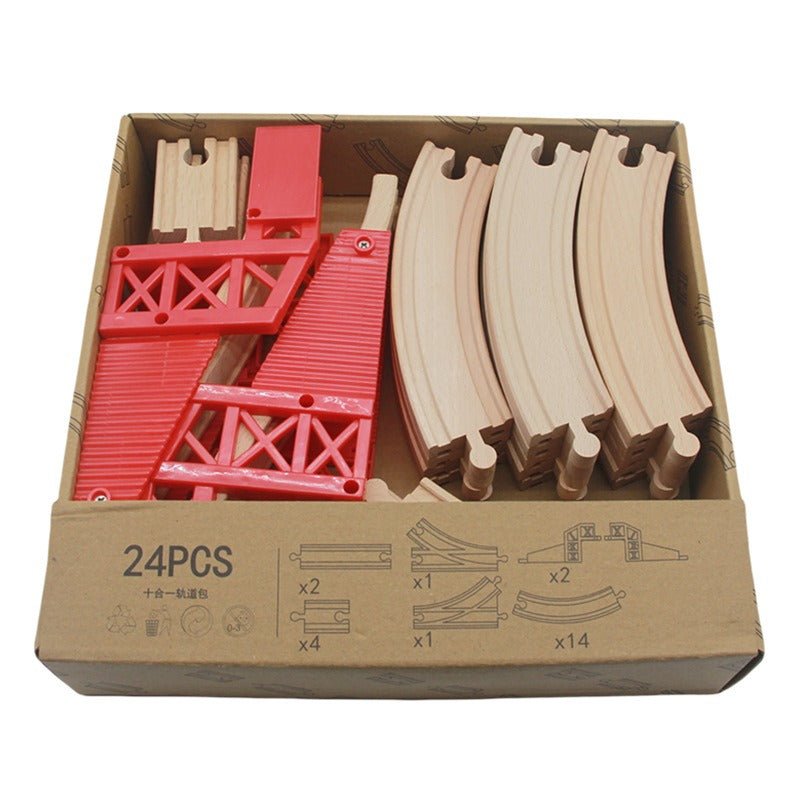 Wooden Train Track Set Toy Early Educational Railway Tracks Accessories Montessori Traffic Wooden Toys for Kids - KIWI UNIVERS