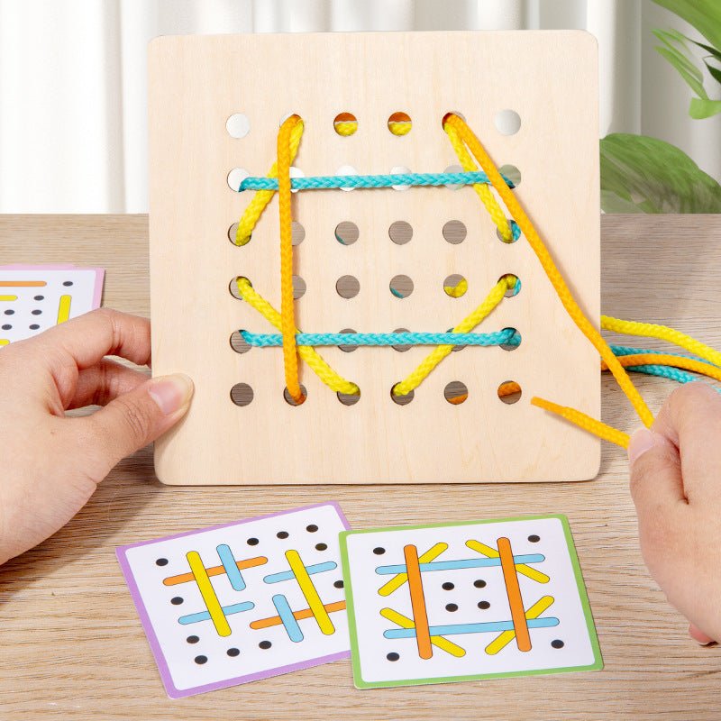 Montessori Early Education Children's Double Battle Pattern Rope Wearing Game Exercise Baby's Hand Eye Coordination Toy - KIWI UNIVERS
