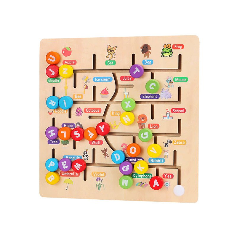 Wooden New Digital Letter Walking Pairing Maze Children's Early Education Cognitive Puzzle Interactive Toys - KIWI UNIVERS