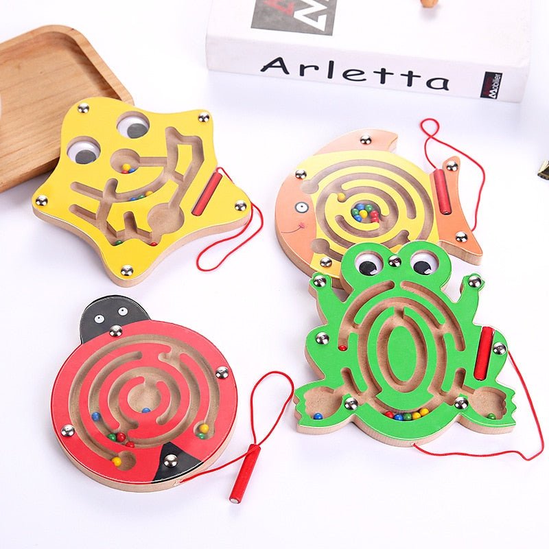 Montessori Toys Educational Wooden Toy for Children Early Learning Magnetic Maze Puzzle Labyrinth Brain Teaser Game educativo - KIWI UNIVERS