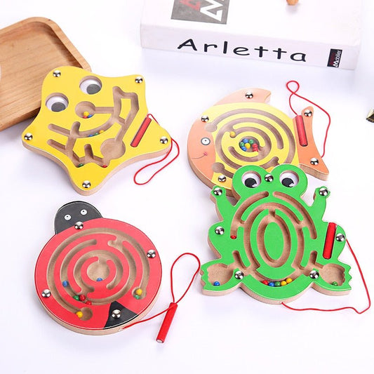 Montessori Toys Educational Wooden Toy for Children Early Learning Magnetic Maze Puzzle Labyrinth Brain Teaser Game educativo - KIWI UNIVERS