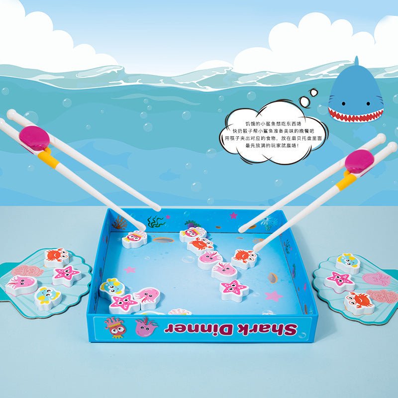 Children's puzzle shark feeding game baby early education fine motor skills chopstick training parent - child interactive toys - KIWI UNIVERS