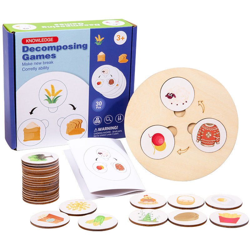 Children's wooden cognitive decomposition game puzzle puzzle puzzle early education life knowledge cognition Christmas toy gift - KIWI UNIVERS