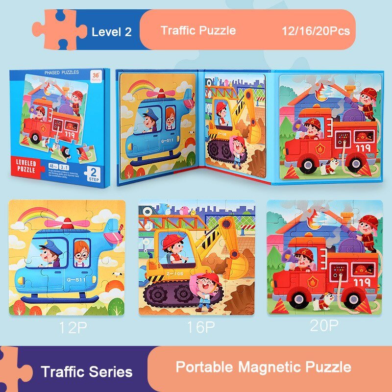 Children's Progressive Puzzle Magnetic Puzzle Young Magnetic Early Education Kindergarten 3 To 6 Years Old Boys And Girls Toys - KIWI UNIVERS
