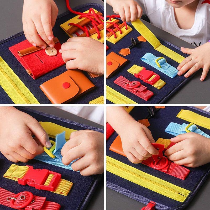 Montessori Busy Board Early Educational Toys Fine Motor Training Self - Care Ability Preschool Children Kids Sensory Education - KIWI UNIVERS