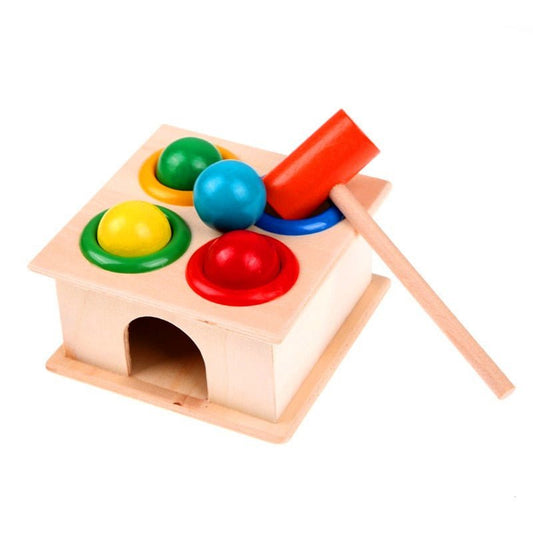 Jeu éducatif en bois : marteau et billes pour enfants - KIWI UNIVERS