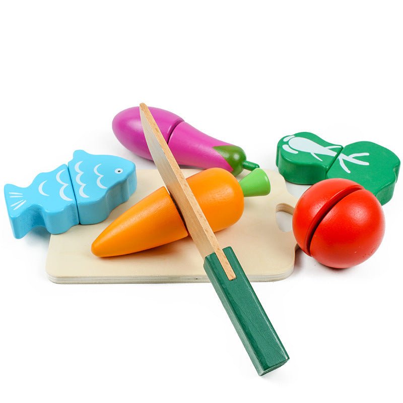 Children's Puzzle Play House Barreled Wooden Cutting Music Toy Simulation Fruit And Vegetable Cutting Watching Tabletop Game - KIWI UNIVERS