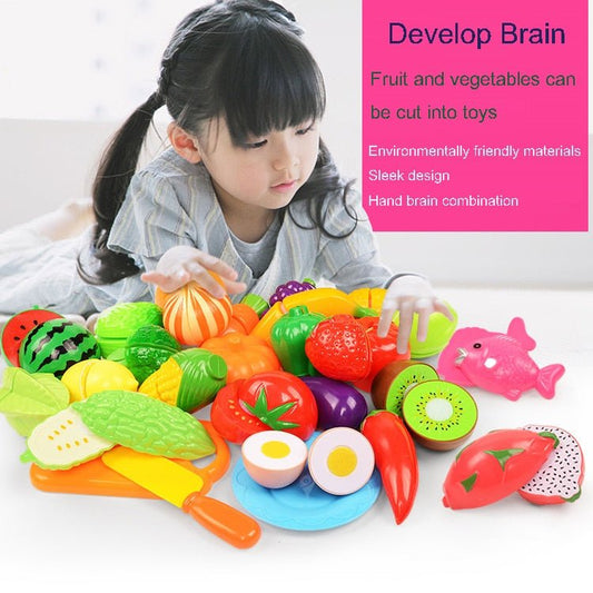 37pcs/lot Children Pretend Role Play House Toy Cutting Fruit Plastic Vegetables Food Kitchen Baby Classic Kids Educational Toys - KIWI UNIVERS