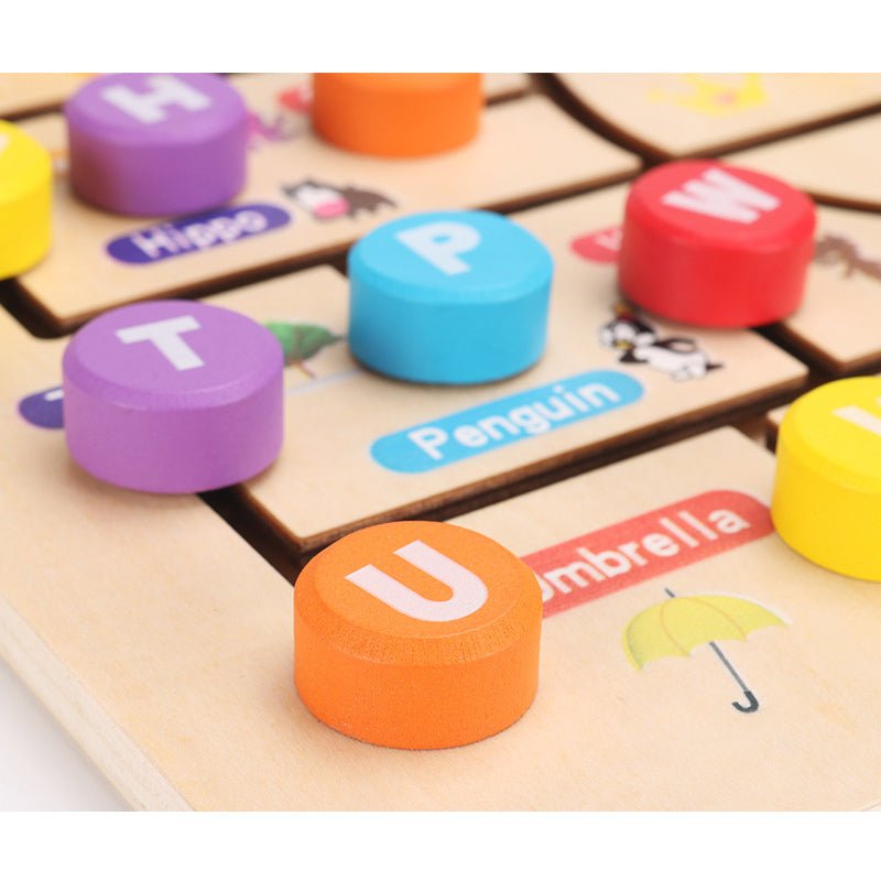 Wooden New Digital Letter Walking Pairing Maze Children's Early Education Cognitive Puzzle Interactive Toys - KIWI UNIVERS