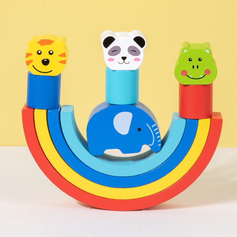Montessori Early Education Rainbow Animal Balance Building Blocks Fun Enlightenment Kindergarten Stacker Musician Eye Coordination Stacking Height - KIWI UNIVERS