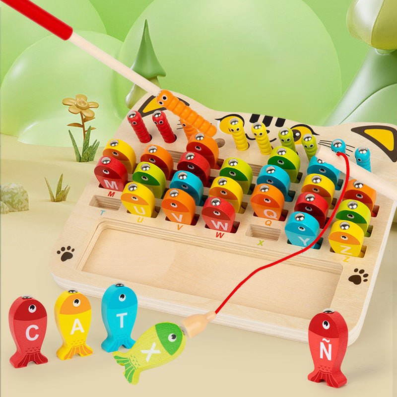 Christmas toys, gifts, magnetic fishing games, children's early education, puzzle, alphanumeric cognitive matching, fun insect catching, wooden toys - KIWI UNIVERS