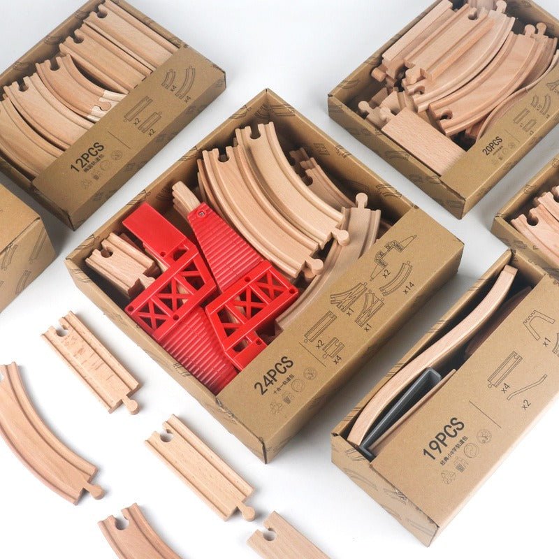 Wooden Train Track Set Toy Early Educational Railway Tracks Accessories Montessori Traffic Wooden Toys for Kids - KIWI UNIVERS