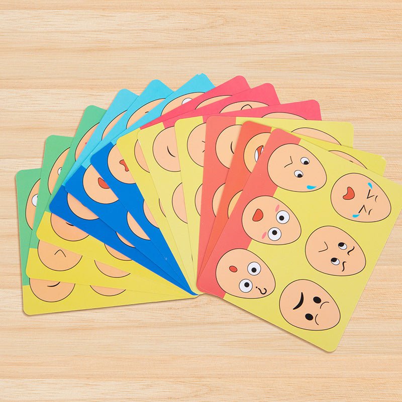 Wooden children's early education fun expression egg matching game, children's concentration training interactive puzzle toy - KIWI UNIVERS