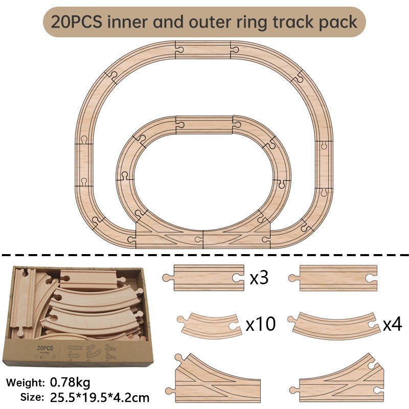 Wooden Train Track Set Toy Early Educational Railway Tracks Accessories Montessori Traffic Wooden Toys for Kids - KIWI UNIVERS