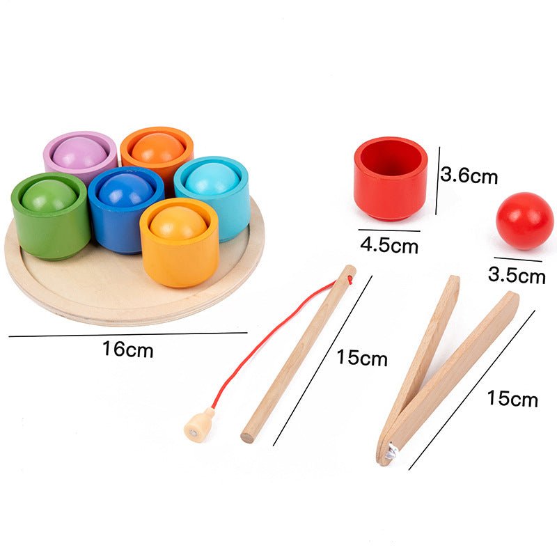 Children's magnetic ball and cup color classification matching clip ball clip ball clip ball game wooden toy - KIWI UNIVERS
