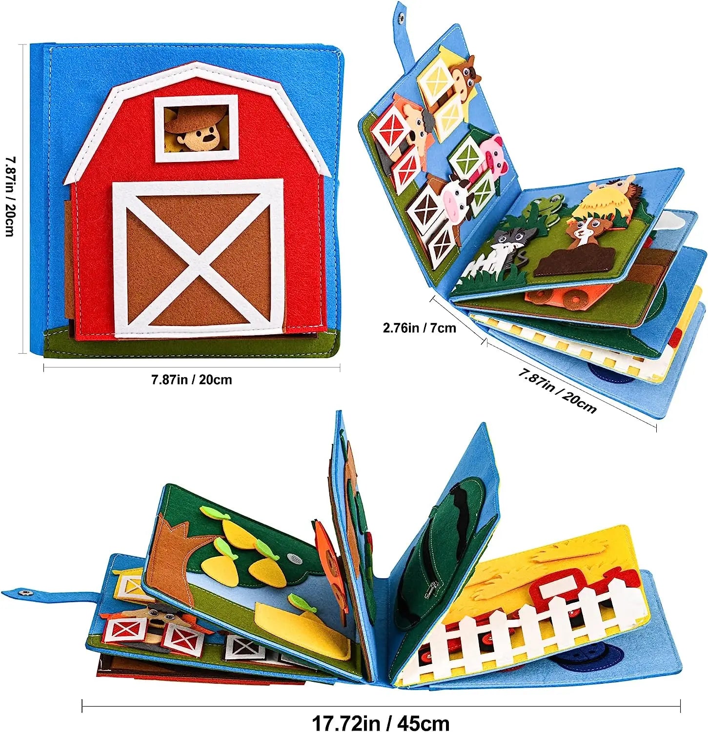 Toddlers Montessori Toys Busy Board Farm Animal Scene Storytelling Activity Toy Quiet Book Felt Activity Educational Sensory Toy - KIWI UNIVERS