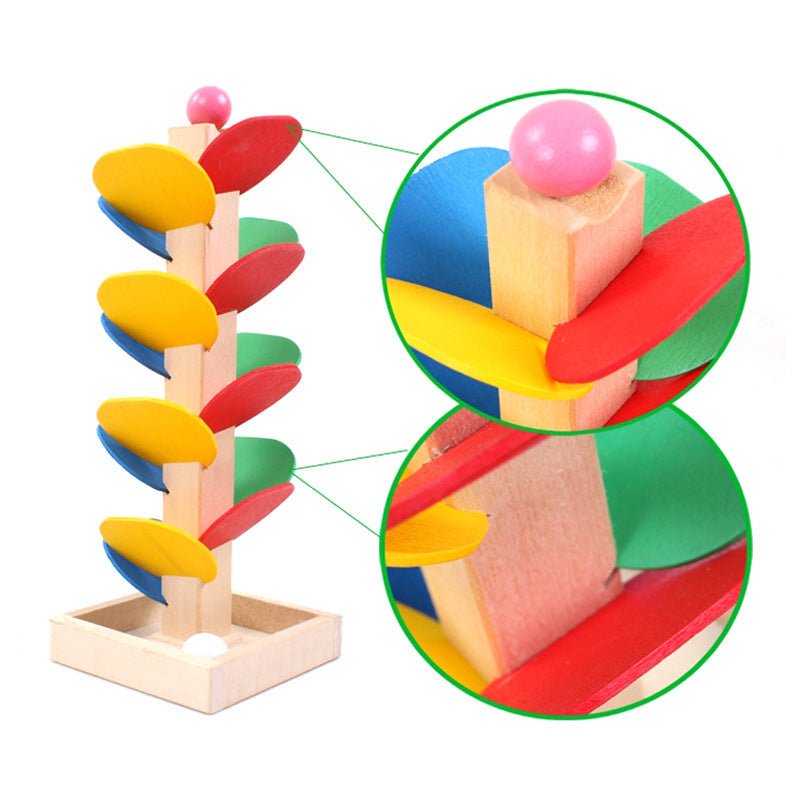 Children's Plug - In Assembly Building Blocks Boys And Girls Puzzle Early Education Leaf Tower Rolling Ball Inverted Bead Game Leaf Ball Toy - KIWI UNIVERS