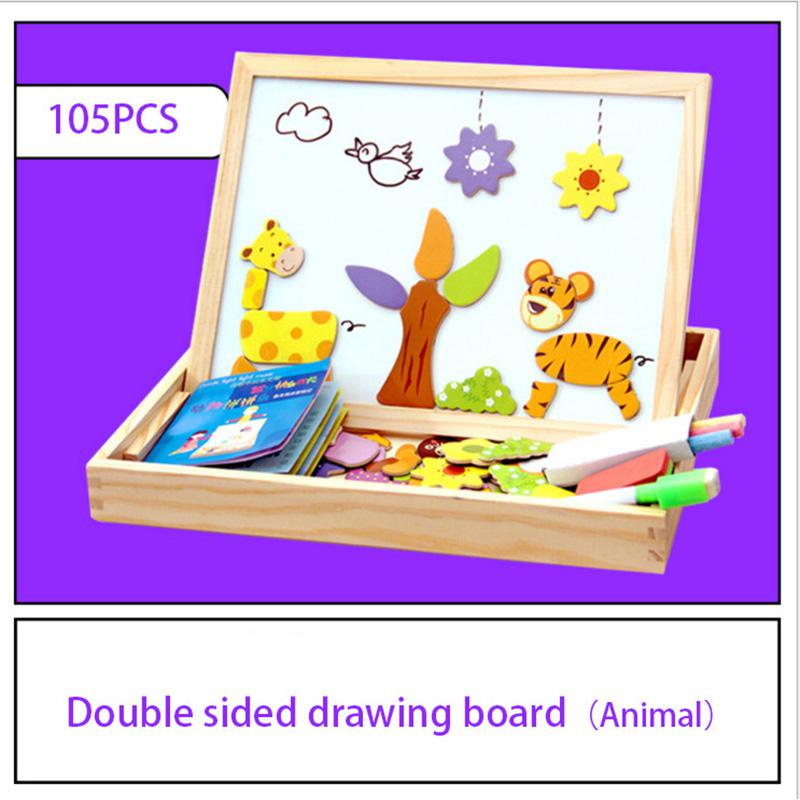 Young Children's Magnetic Animal Puzzle Music Drawing Board Three - Dimensional Puzzle Variety Writing Board Blackboard Educational Wooden Toys - KIWI UNIVERS
