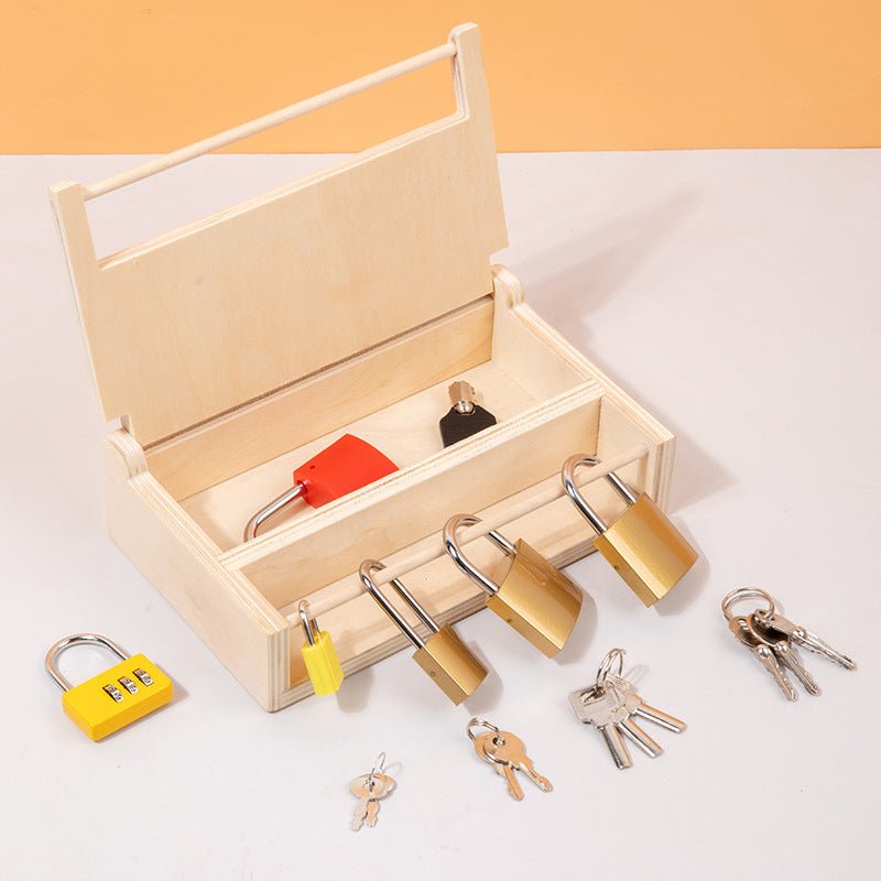 Wooden early childhood education unlocking Montessori unlocking toys baby keys unlocking boxes Montessori teaching aids - KIWI UNIVERS