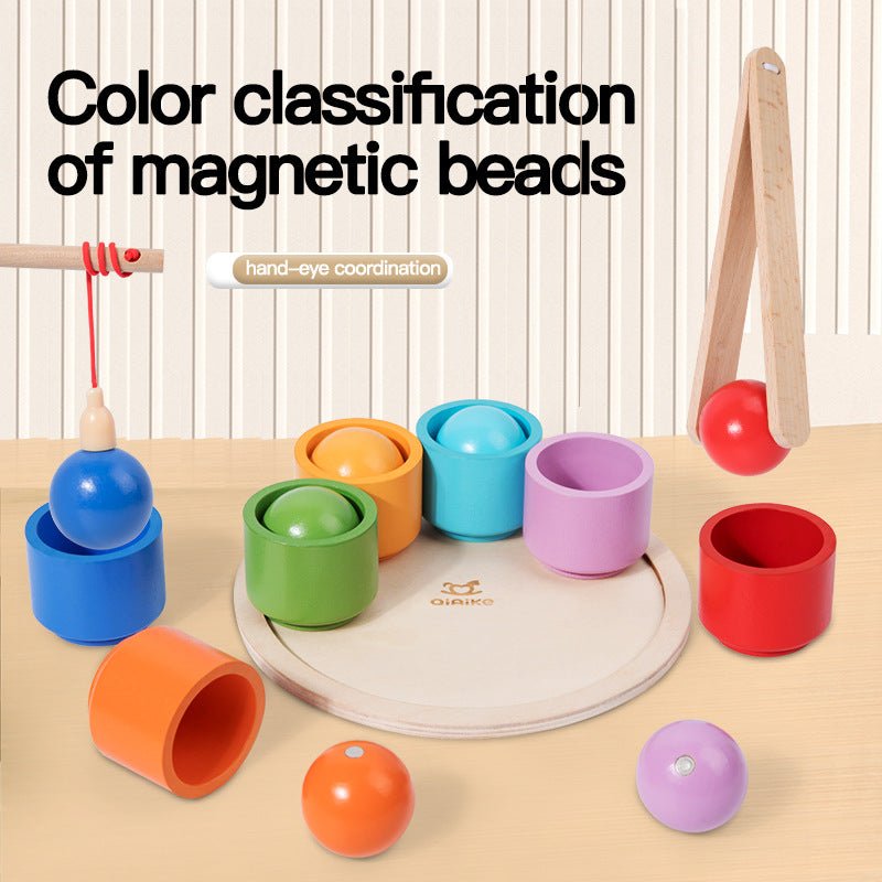 Children's magnetic ball and cup color classification matching clip ball clip ball clip ball game wooden toy - KIWI UNIVERS