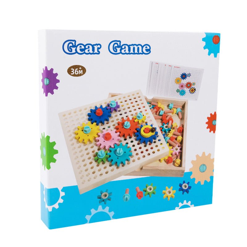 Children's Wooden Early Education Kindergarten Color Recognition Matching Nut Gear Mushroom Nail Assembly Toy - KIWI UNIVERS