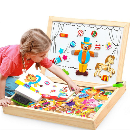 Young Children's Magnetic Animal Puzzle Music Drawing Board Three - Dimensional Puzzle Variety Writing Board Blackboard Educational Wooden Toys - KIWI UNIVERS