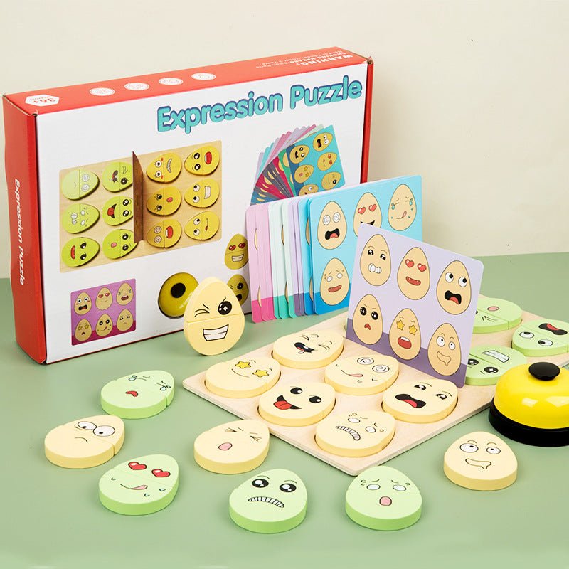 Wooden children's early education fun expression egg matching game, battle training interactive puzzle toy - KIWI UNIVERS