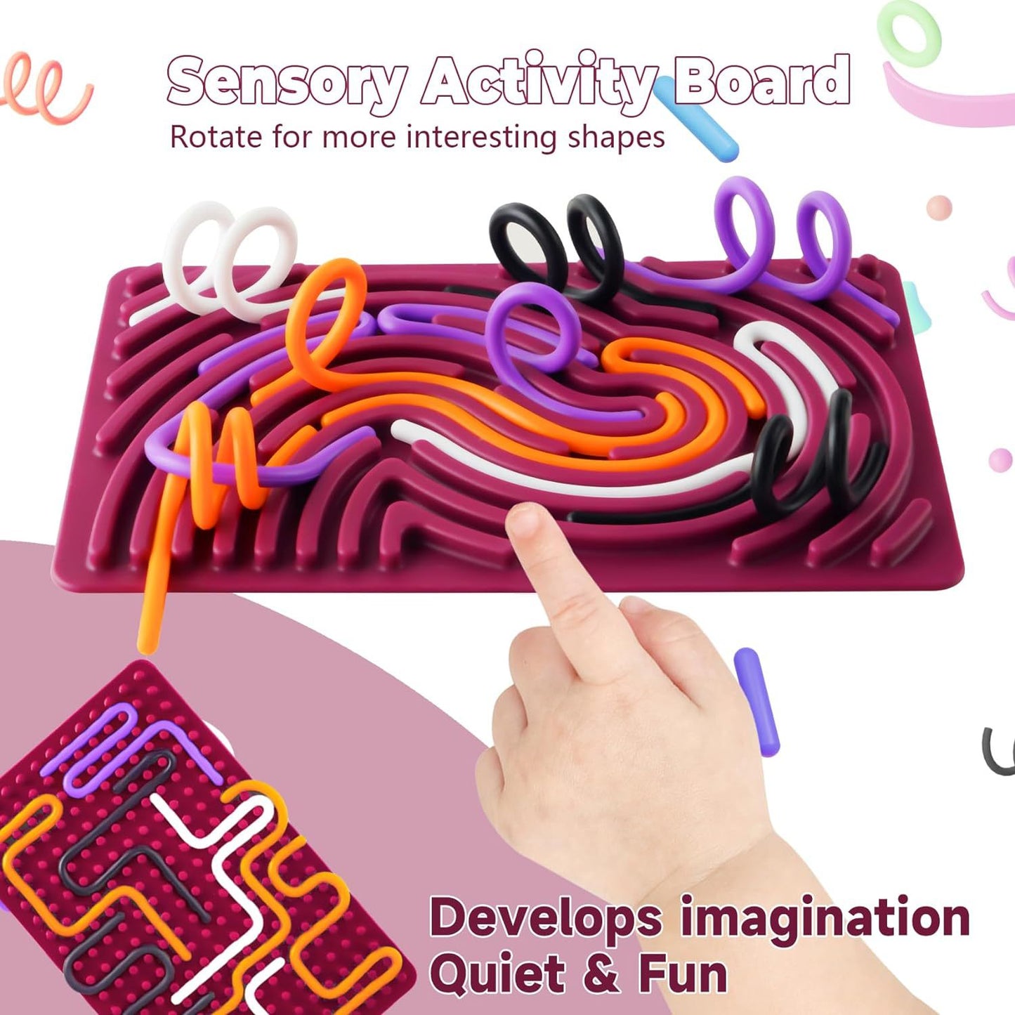 Sensory Activity Board, Silicone Calm Down Toy, Stress, Silent, Mindfulness For Kids 3+ Anxiety Relief, Sensory Board - KIWI UNIVERS