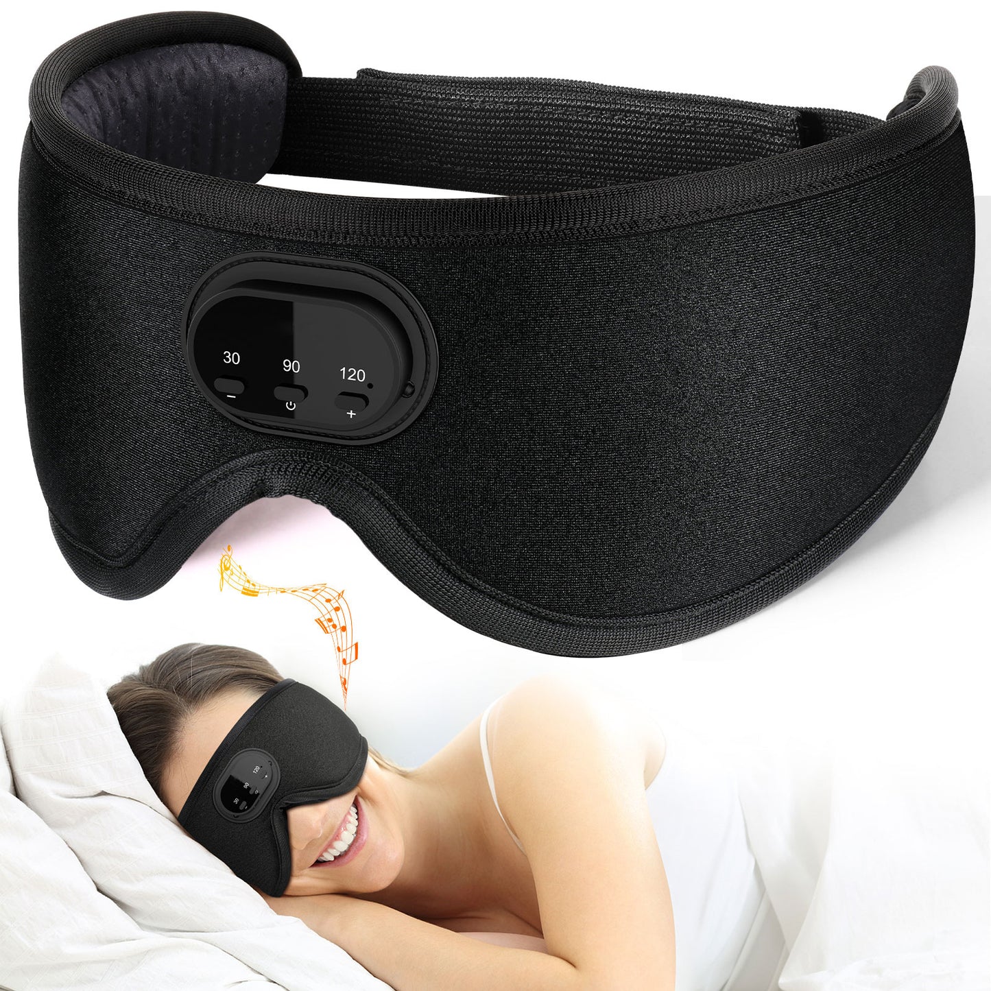 Bluetooth White Noise Milk Silk 3D Eye Socket Full Blackout Breathable Smart Music Sleep Mask - KIWI UNIVERS