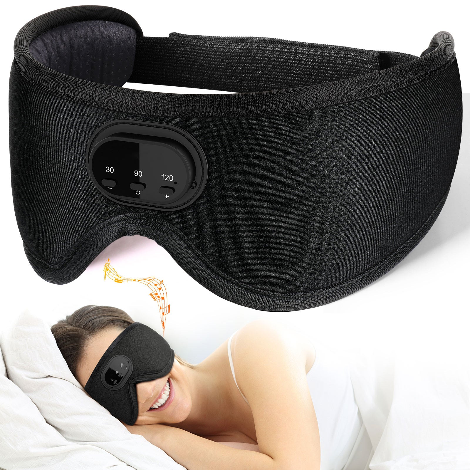 Bluetooth White Noise Milk Silk 3D Eye Socket Full Blackout Breathable Smart Music Sleep Mask - KIWI UNIVERS