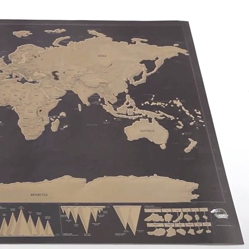 Deluxe Black Scratch Off Map World Map Best Decor School Office Stationery Supplies - KIWI UNIVERS