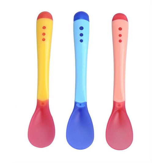 Silicone Baby Feeding Spoon Infant Temperature Sensing Weaning Soft Head Solid Spoons for 4 - 24 Months Baby Utensil Solid Feeding - KIWI UNIVERS