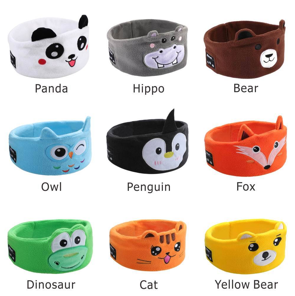 Soft Elastic Comfortable Wireless Music Earphones Kids Animal Sleeping Headphones Eye Mask Bluetooth V5.0 Headphones Headband - KIWI UNIVERS