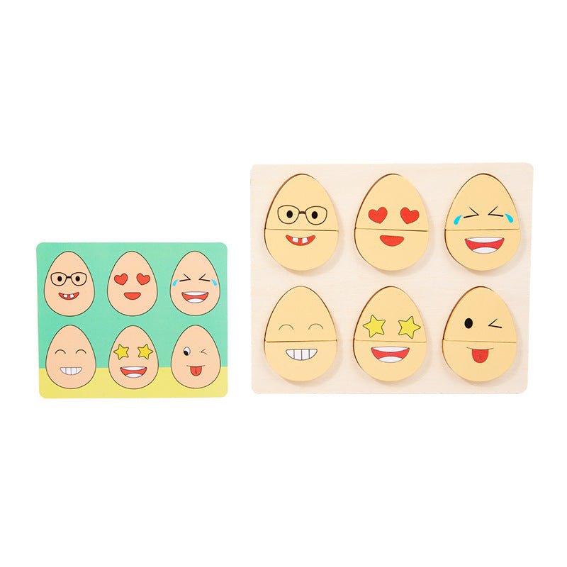 Wooden children's early education fun expression egg matching game, children's concentration training interactive puzzle toy - KIWI UNIVERS
