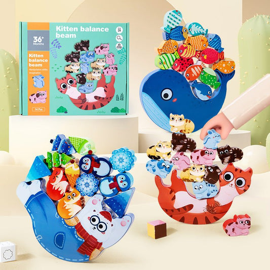 Children's Animal Music Desktop Interactive Game Building Blocks Stacking Balance Boat Early Education Puzzle Wooden Toy - KIWI UNIVERS