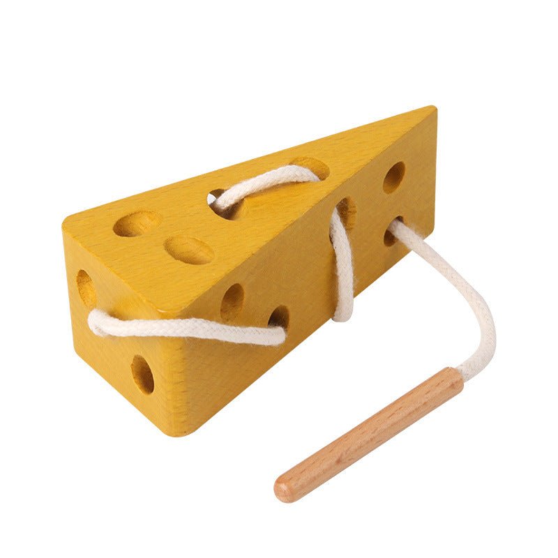 Christmas toy gifts, wooden toys, children's Montessori early education teaching aids, children's puzzle simulation, cheese threading, threading, and rope games - KIWI UNIVERS