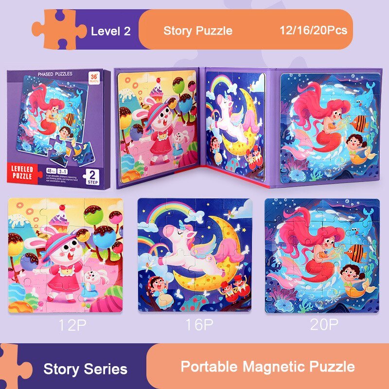 Children's Progressive Puzzle Magnetic Puzzle Young Magnetic Early Education Kindergarten 3 To 6 Years Old Boys And Girls Toys - KIWI UNIVERS