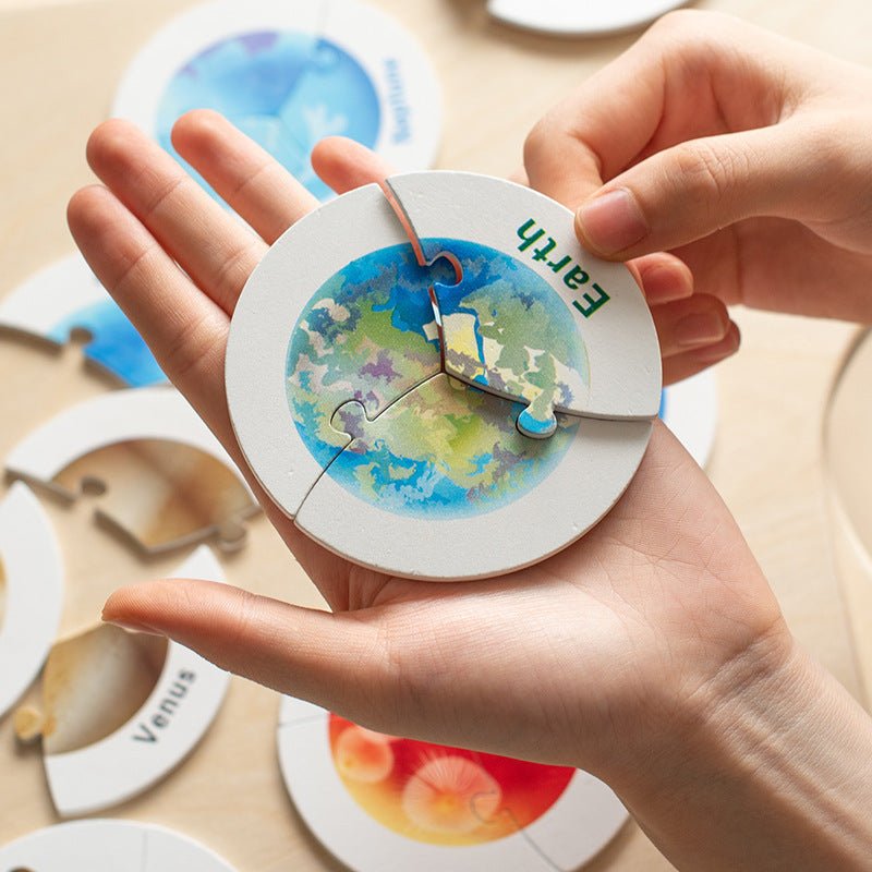Children's early education puzzle cognitive understanding universe planet solar system puzzle matching board wooden toy - KIWI UNIVERS