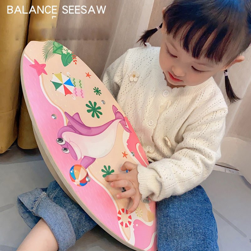 Wooden Early Education Children's Balance Board Training Balance Curved Board Bending Seesaw Puzzle Home Toy Seesaw - KIWI UNIVERS