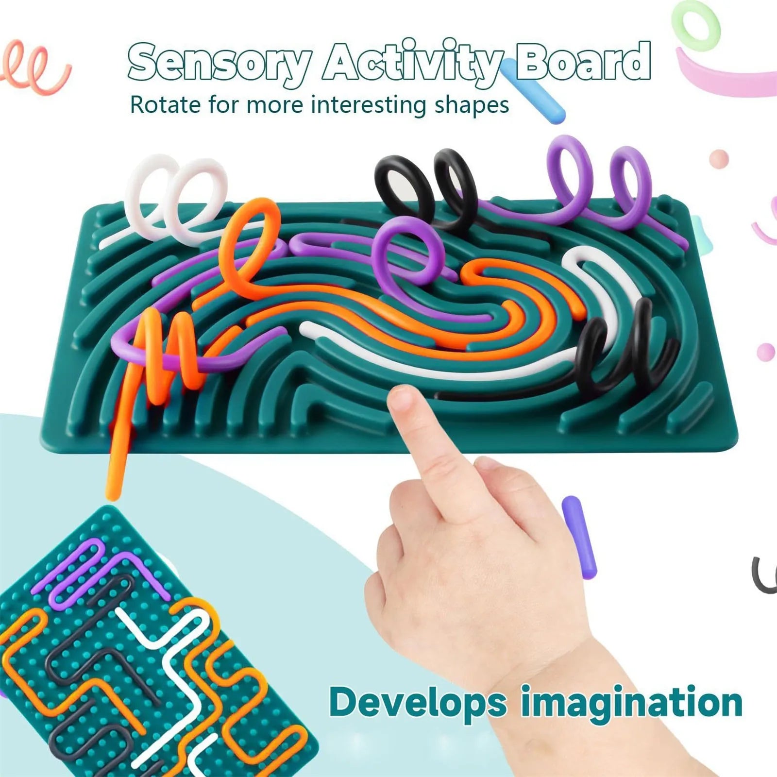 Sensory Activity Board, Silicone Calm Down Toy, Stress, Silent, Mindfulness For Kids 3+ Anxiety Relief, Sensory Board - KIWI UNIVERS