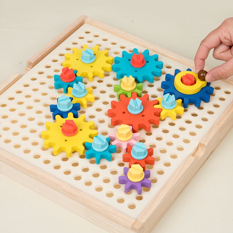 Children's Wooden Early Education Kindergarten Color Recognition Matching Nut Gear Mushroom Nail Assembly Toy - KIWI UNIVERS