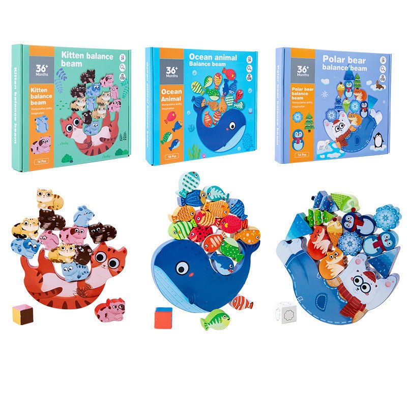 Children's Animal Music Desktop Interactive Game Building Blocks Stacking Balance Boat Early Education Puzzle Wooden Toy - KIWI UNIVERS