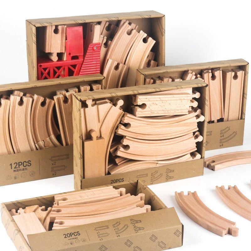 Wooden Train Track Set Toy Early Educational Railway Tracks Accessories Montessori Traffic Wooden Toys for Kids - KIWI UNIVERS