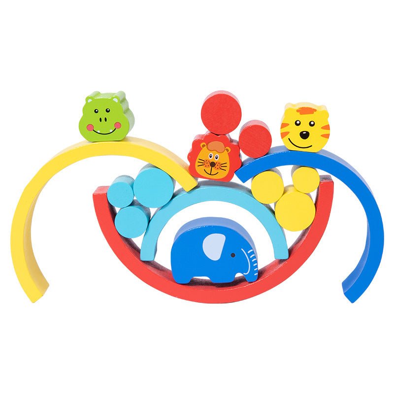 Montessori Early Education Rainbow Animal Balance Building Blocks Fun Enlightenment Kindergarten Stacker Musician Eye Coordination Stacking Height - KIWI UNIVERS