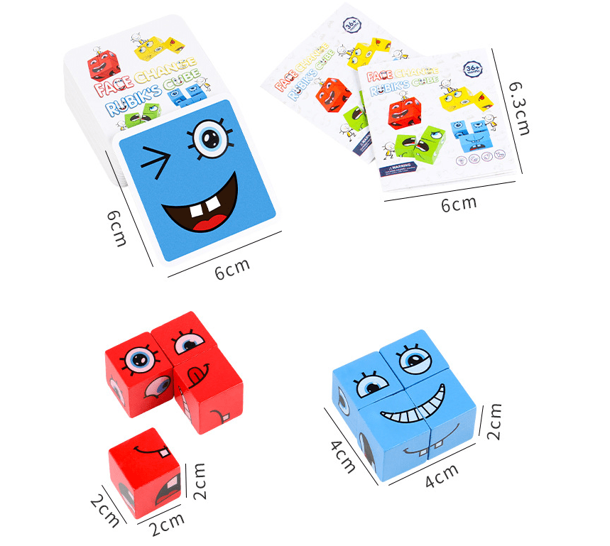 Wooden Face Rubik's Cube Pairing Massum Wood Children Puzzle Parent - child Table Game Challenge Card - KIWI UNIVERS