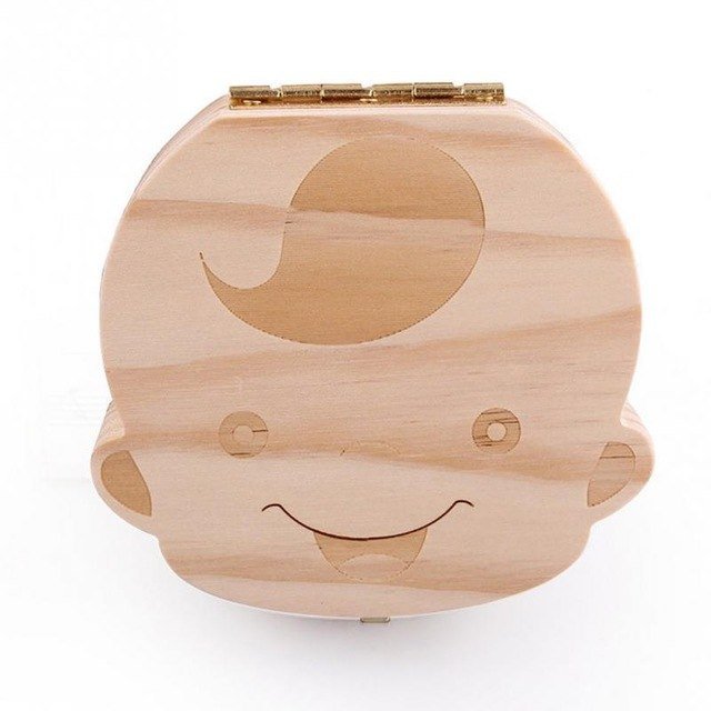 Lovely Girl /Boy Image Wooden Baby Milk Teeth Box Baby Souvenirs Fetal Hair Tooth Collection Save Box Recording Baby Growth - KIWI UNIVERS