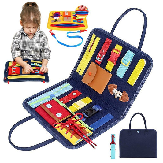 Montessori Busy Board Early Educational Toys Fine Motor Training Self - Care Ability Preschool Children Kids Sensory Education - KIWI UNIVERS