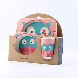 5pcs/set Children Baby Bamboo Fiber Tableware Baby Tableware Set Cartoon Animal Tableware Aet - KIWI UNIVERS