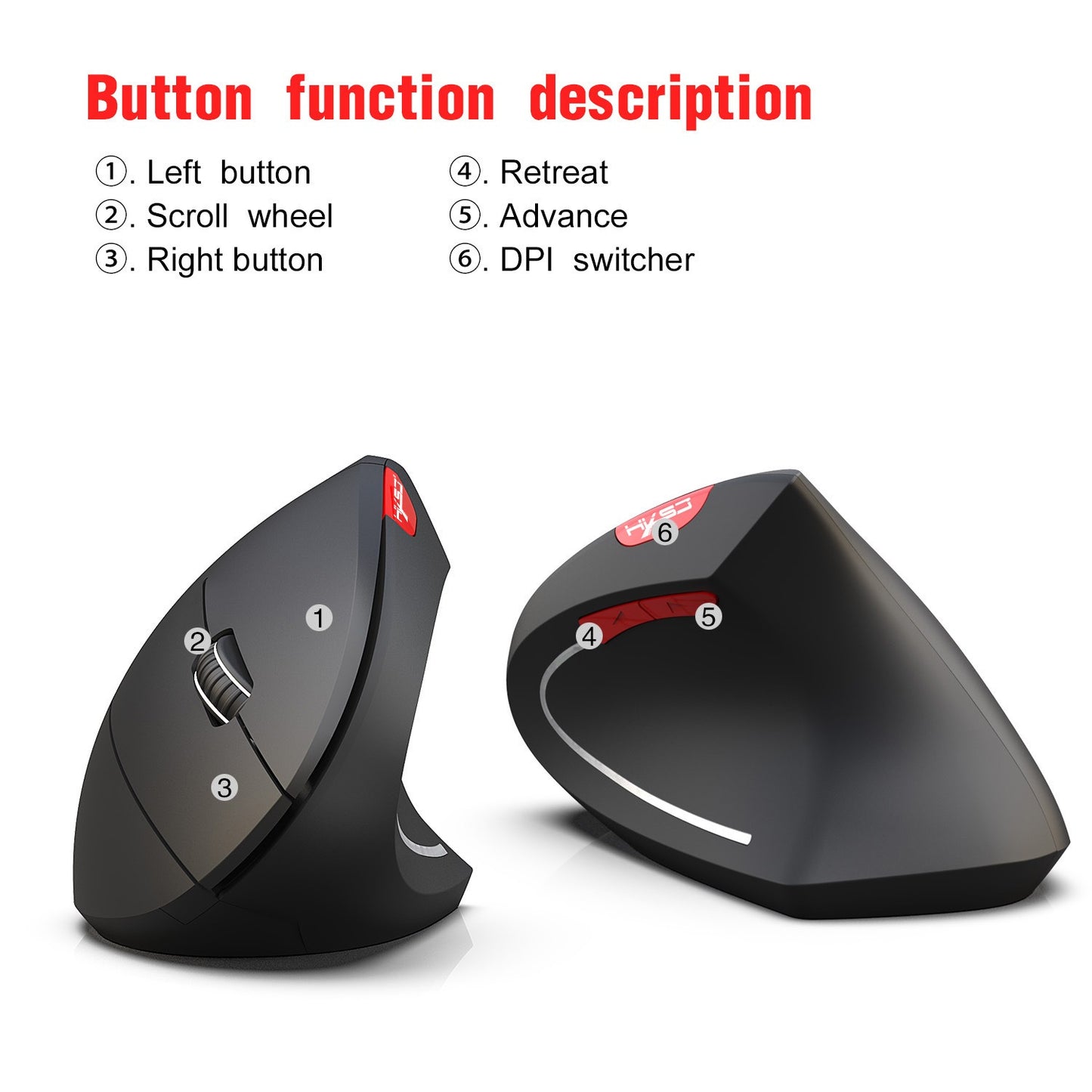 New Wireless Mouse 2.4G Vertical Health Mouse External Battery 6D Design Computer Office - KIWI UNIVERS