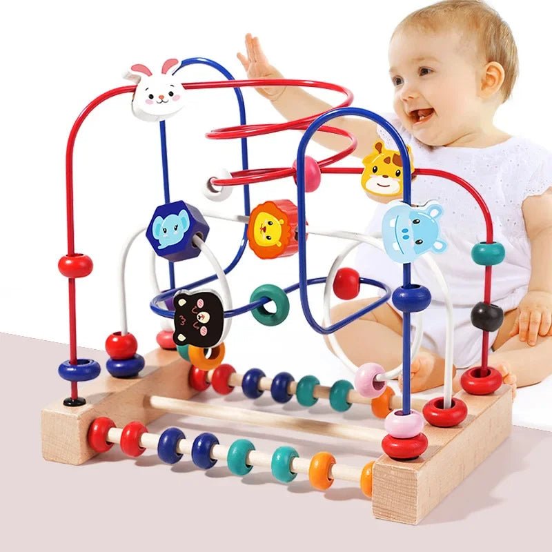 Children's cartoon animals, fruit wrapped beads, early education puzzle building blocks, baby hand eye coordination exercise toys - KIWI UNIVERS